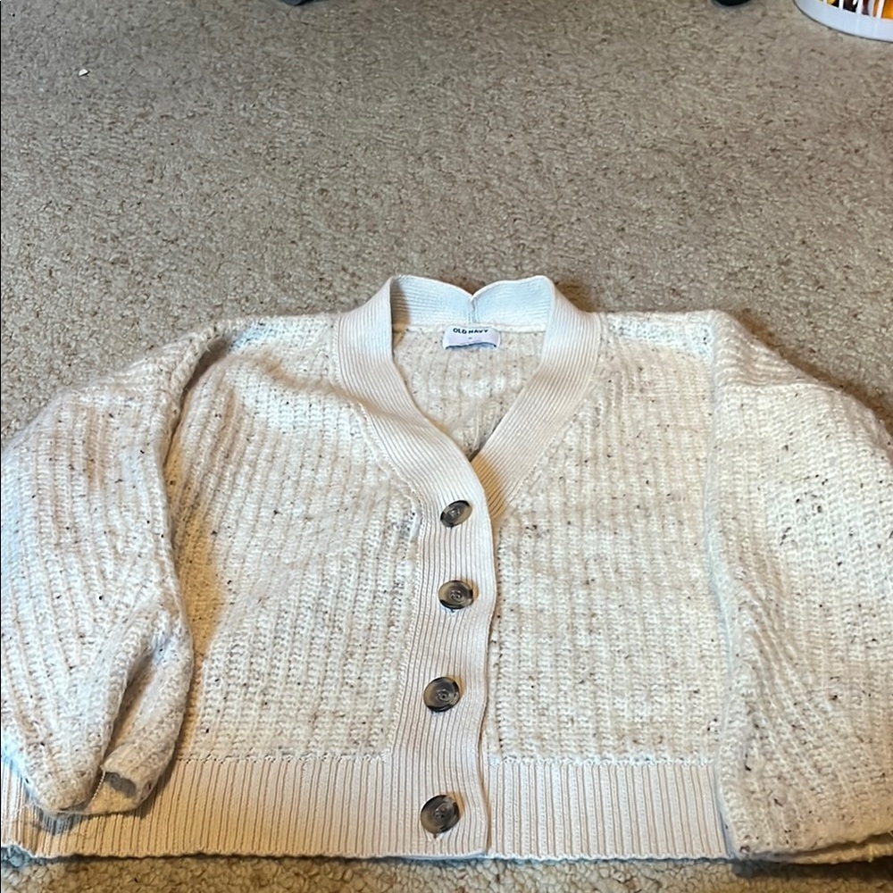 Old Navy Cream Cable Knit Cardigan Sweater
